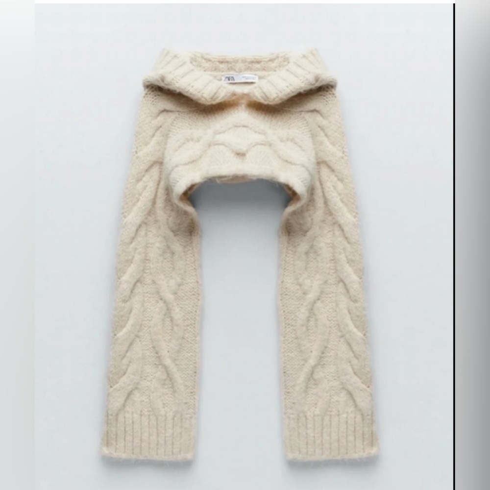 Zara cropped cable knit with Hood